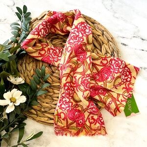 Lilly Pulitzer Chi Omega Murfette Silk/Cashmere Fringed Scarf